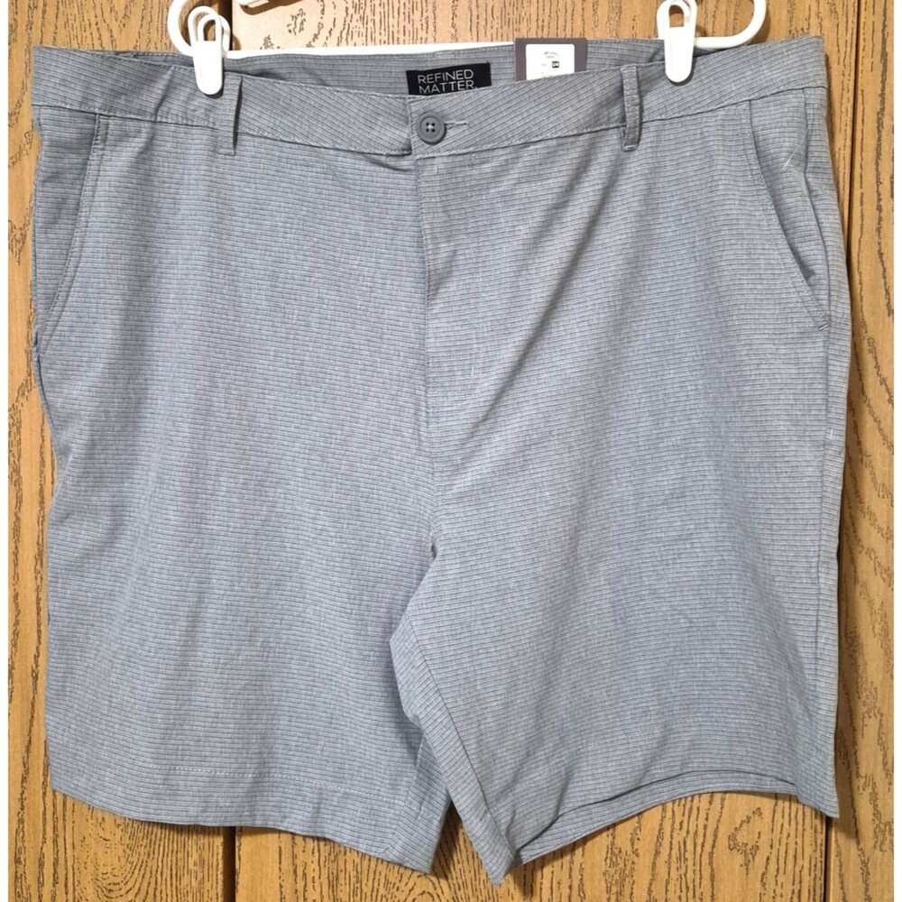 Refined Matter Men's Grey Stripe Shorts Pockets Belt Loop Size 46 NWT
